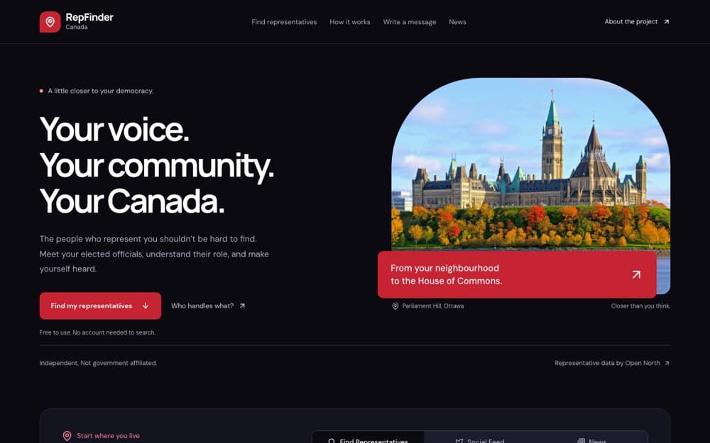 RepFinder interface
