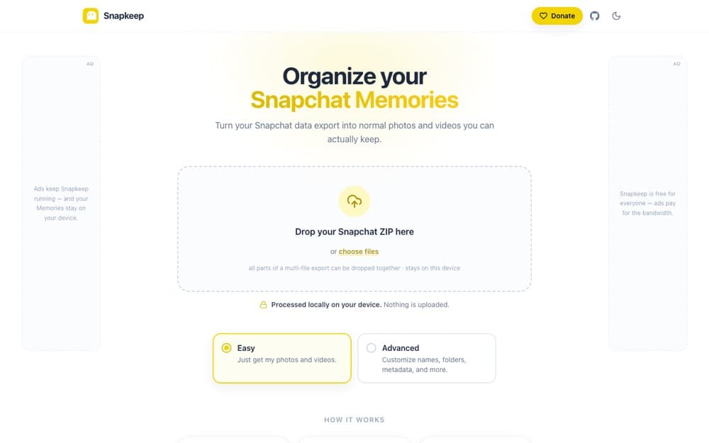 Snapkeep interface